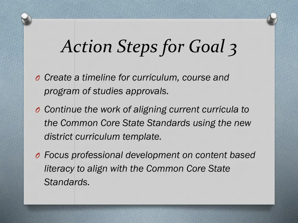 action steps for goal 3