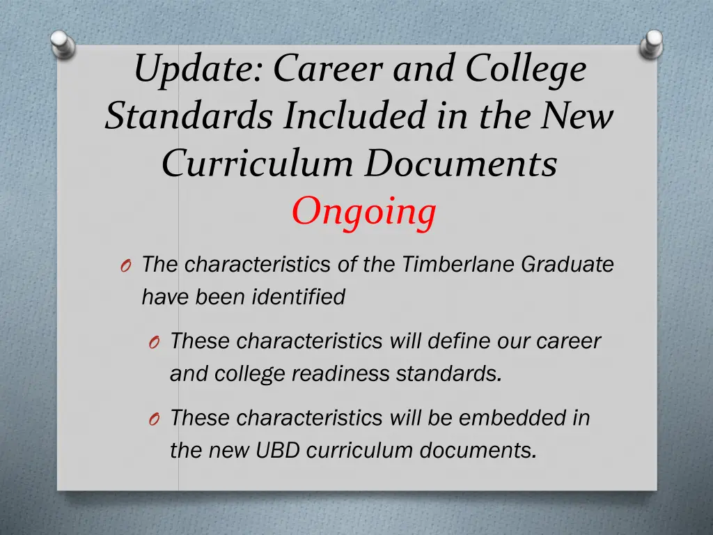 update career and college standards included