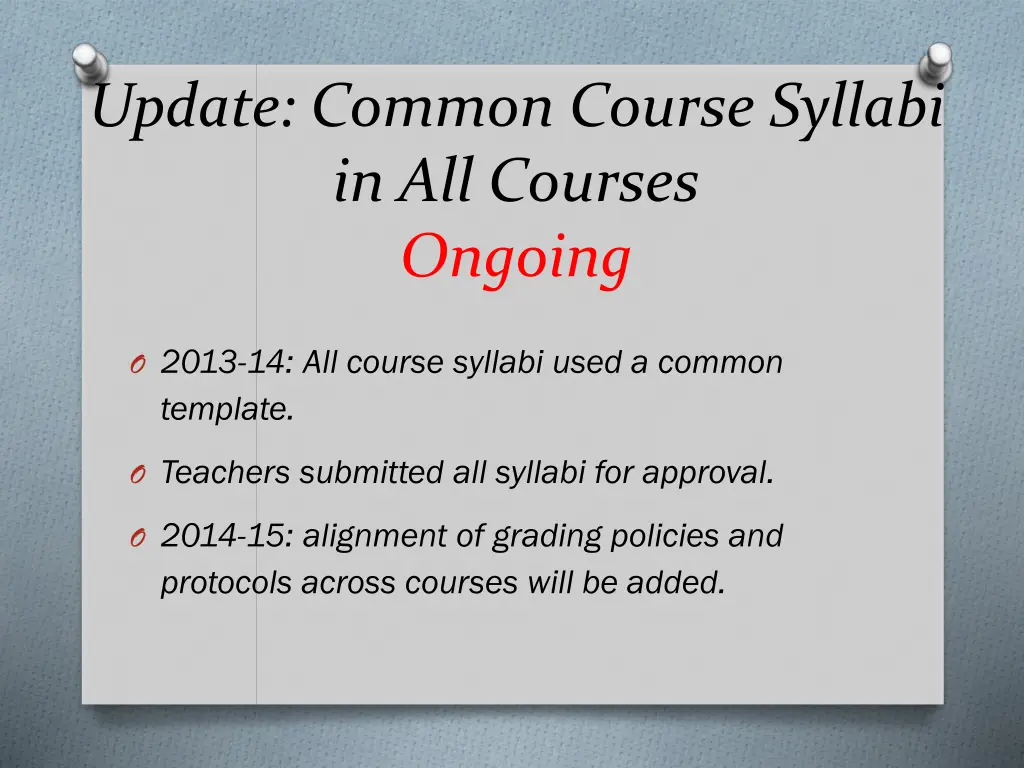 update common course syllabi in all courses