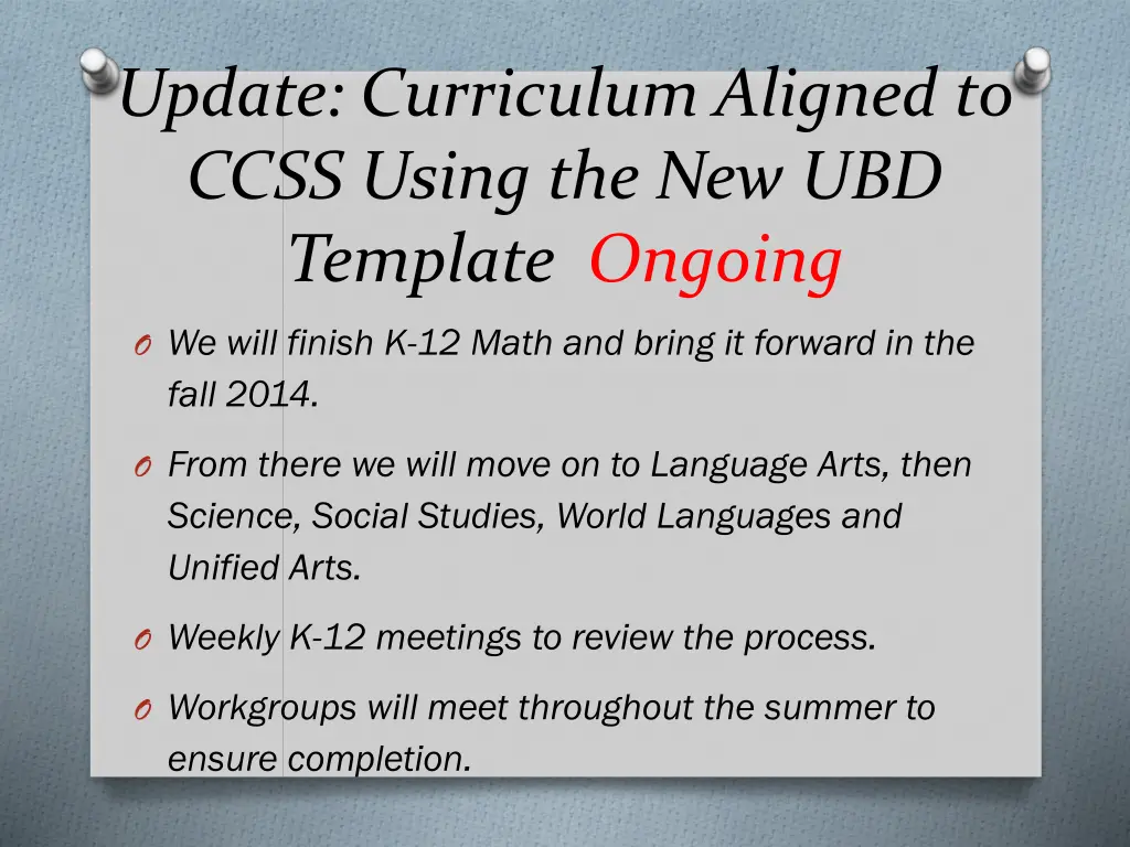 update curriculum aligned to ccss using