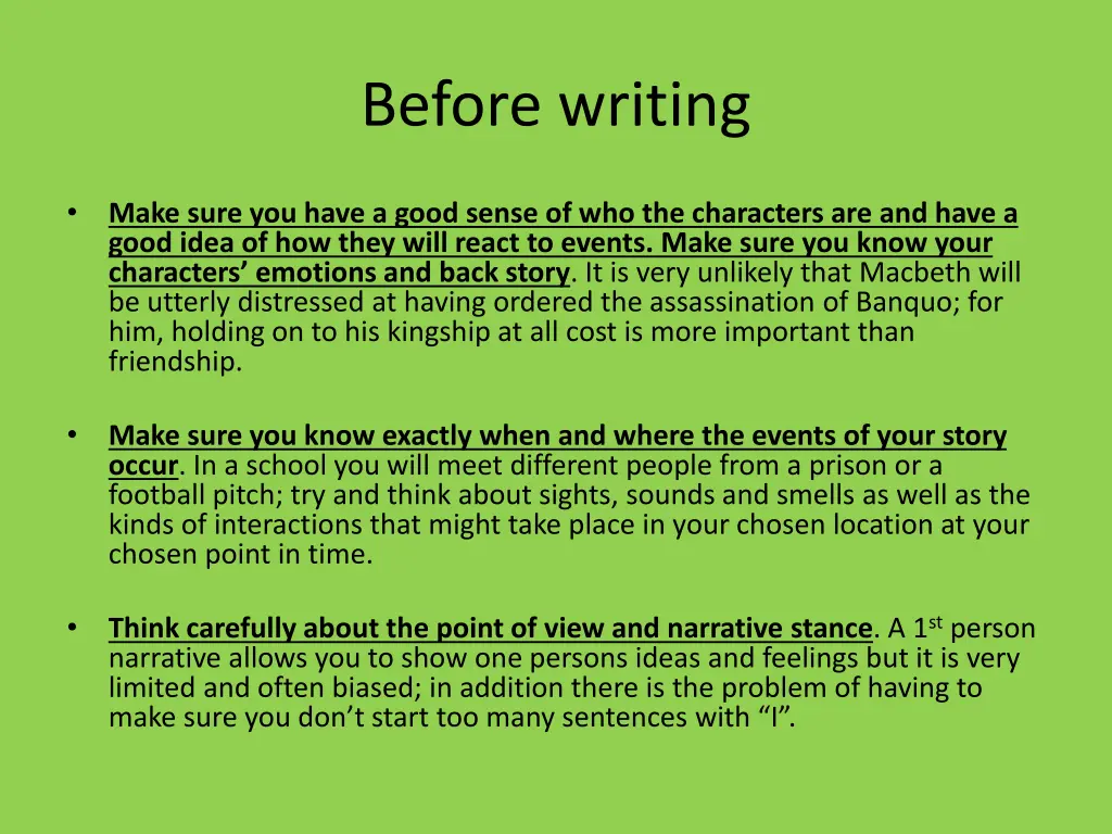before writing