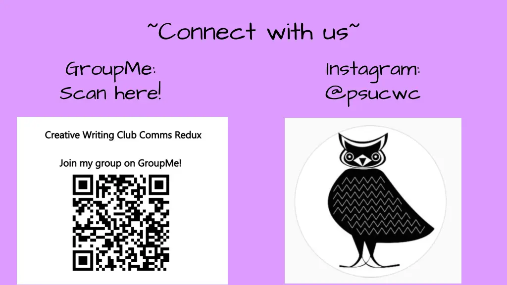 connect with us groupme scan here
