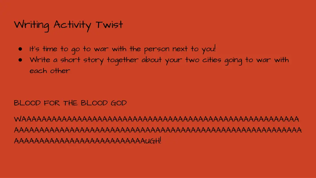writing activity twist