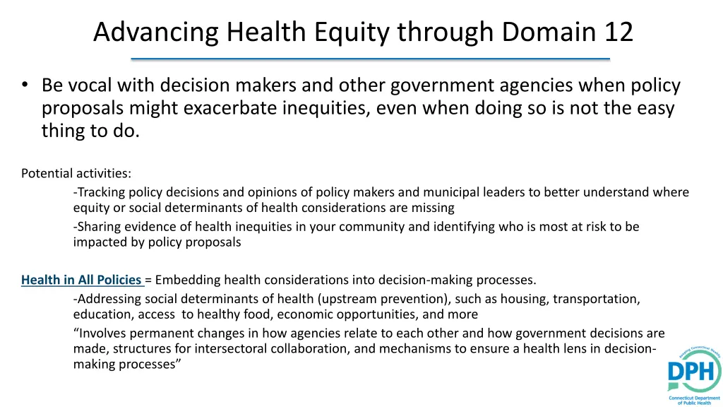 advancing health equity through domain 12 1