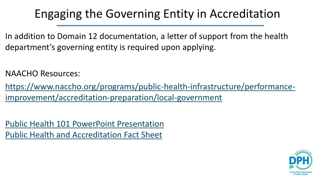 engaging the governing entity in accreditation