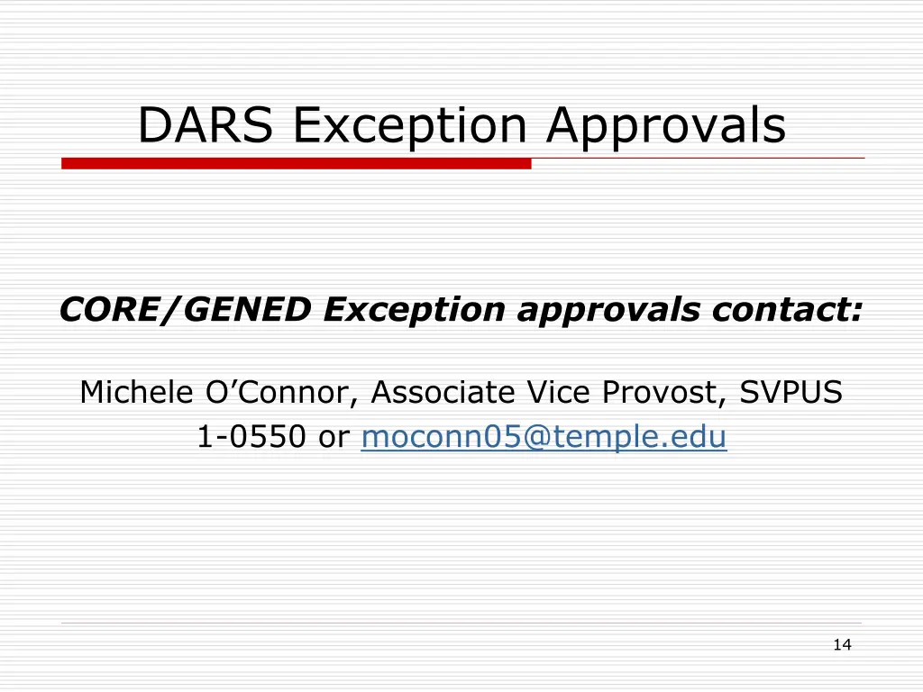 dars exception approvals