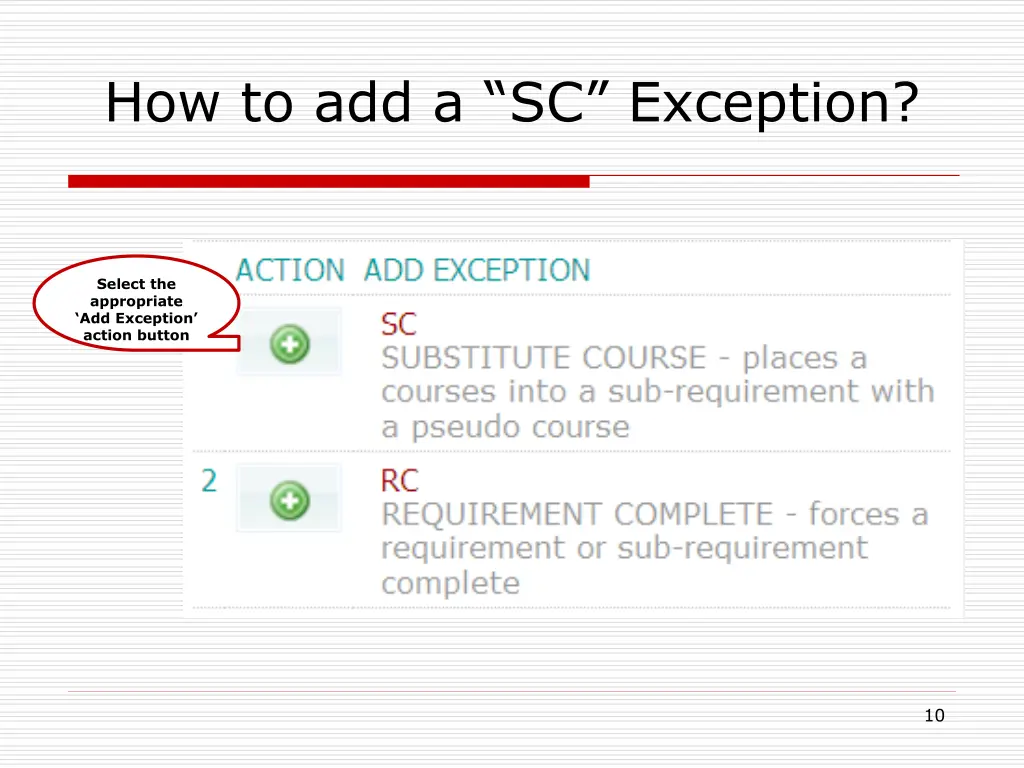 how to add a sc exception
