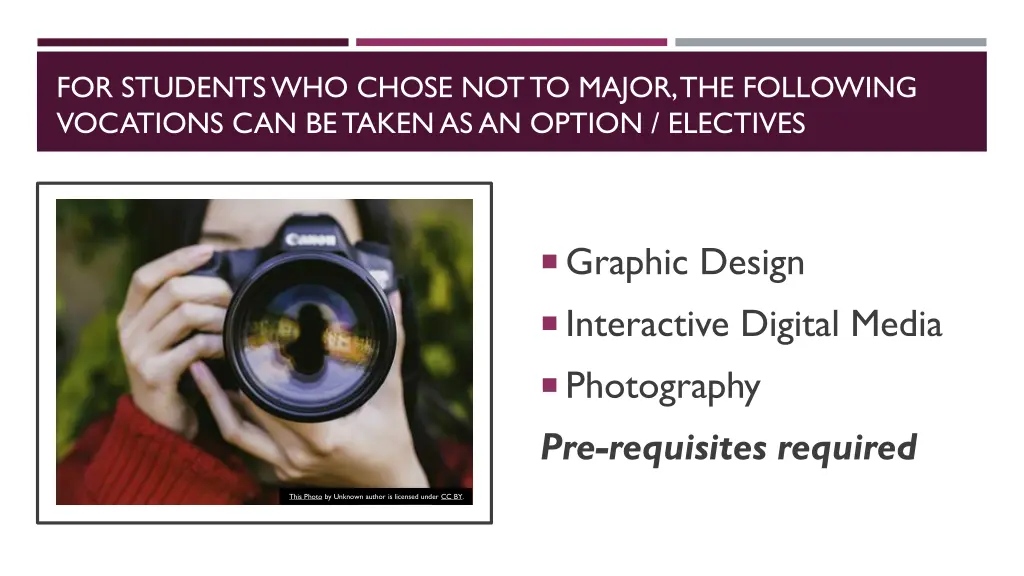 for students who chose not to major the following