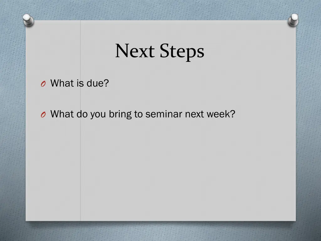 next steps
