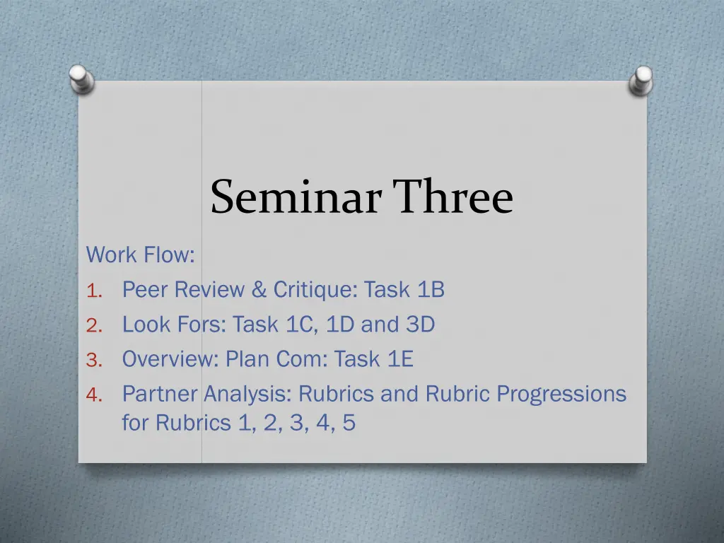 seminar three
