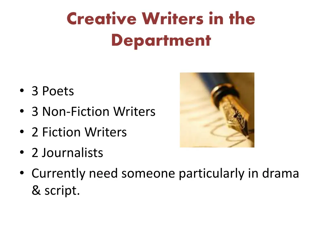 creative writers in the department