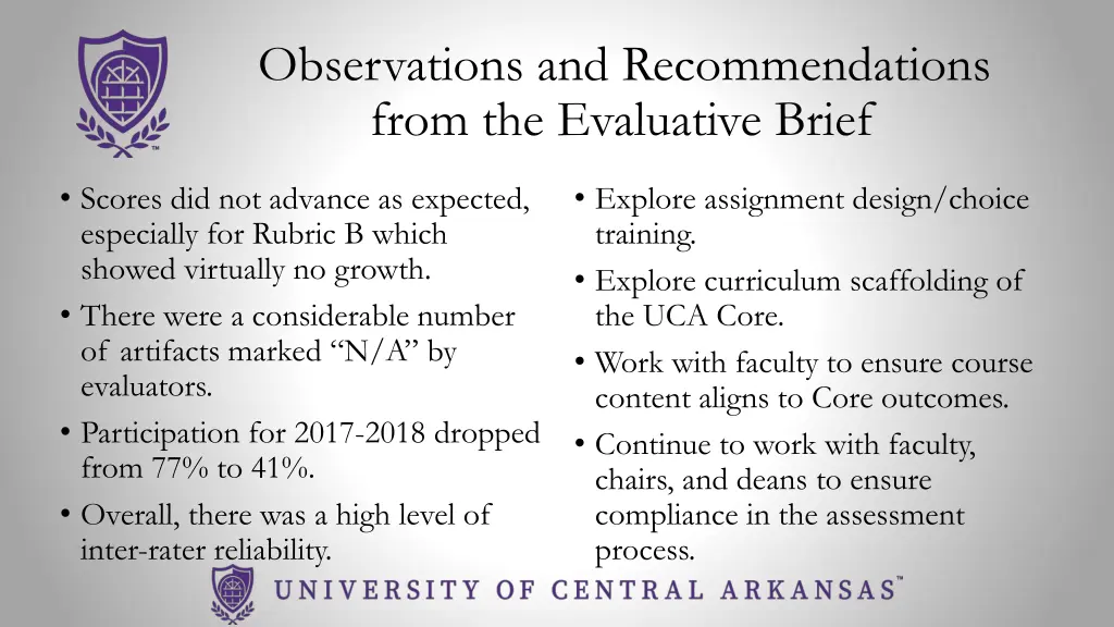 observations and recommendations from