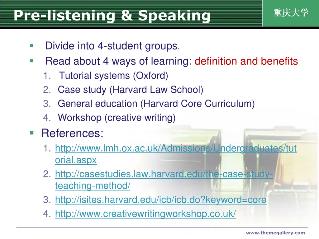 pre listening speaking