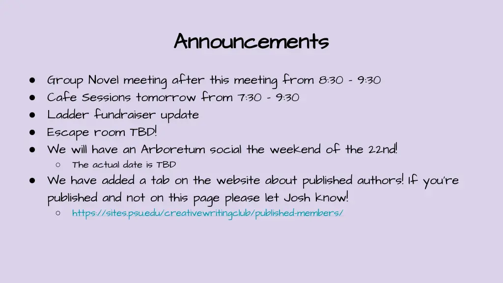 announcements announcements