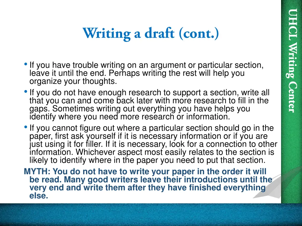 if you have trouble writing on an argument