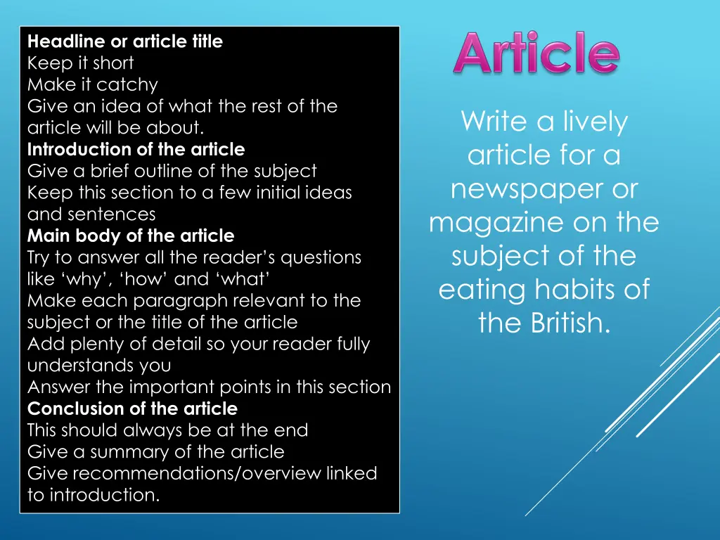 headline or article title keep it short make