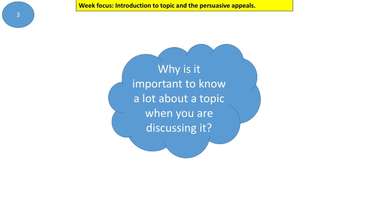 week focus introduction to topic