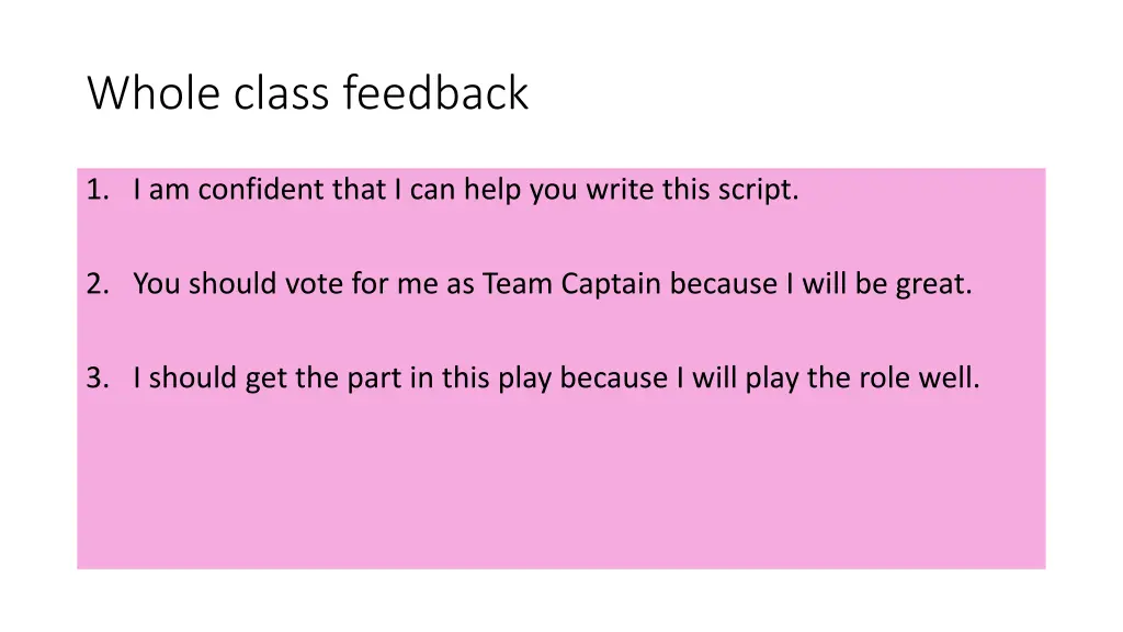 whole class feedback