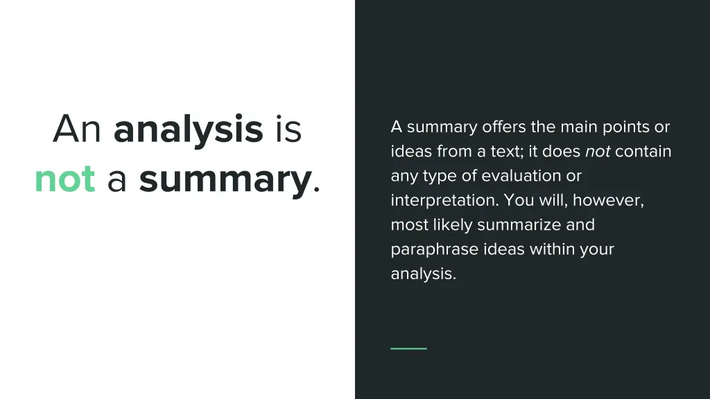 an analysis is not a summary