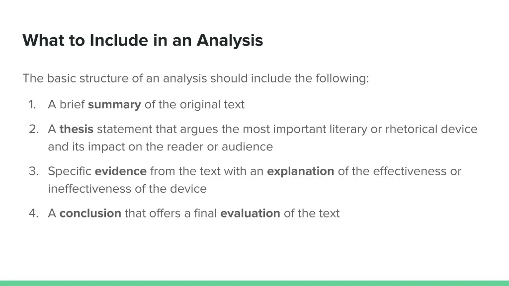 what to include in an analysis