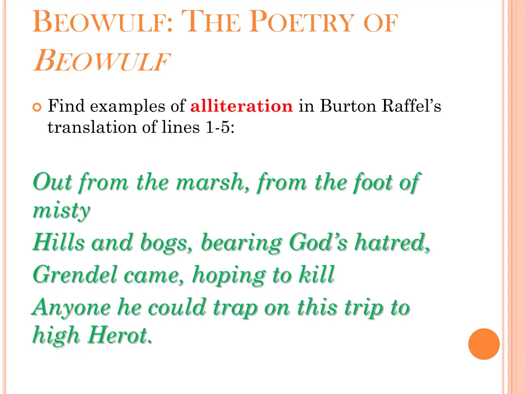 b eowulf t he p oetry of b eowulf 1