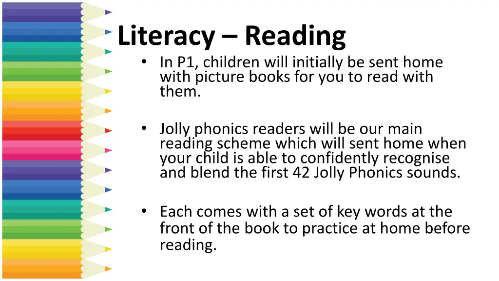 literacy reading in p1 children will initially