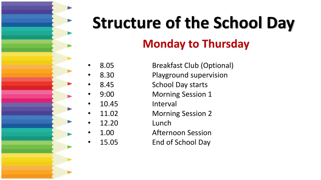 structure of the school day