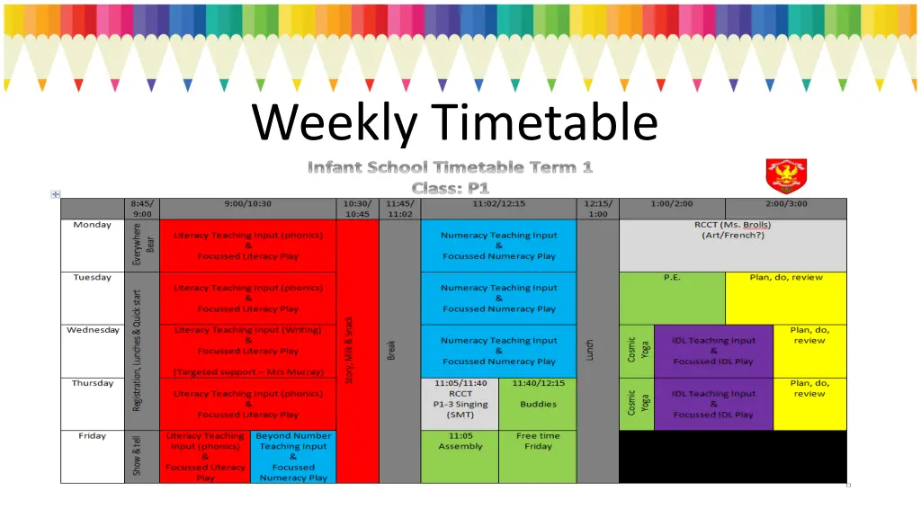 weekly timetable