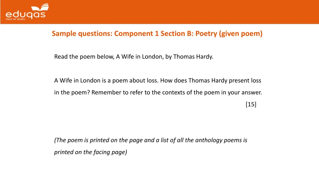 sample questions component 1 section b poetry
