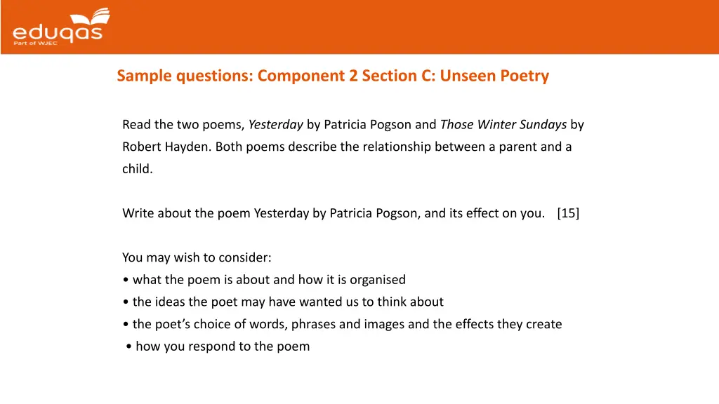 sample questions component 2 section c unseen