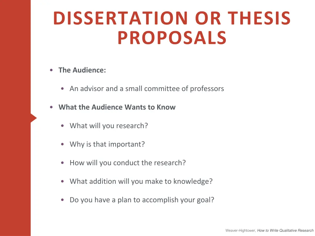 dissertation or thesis proposals