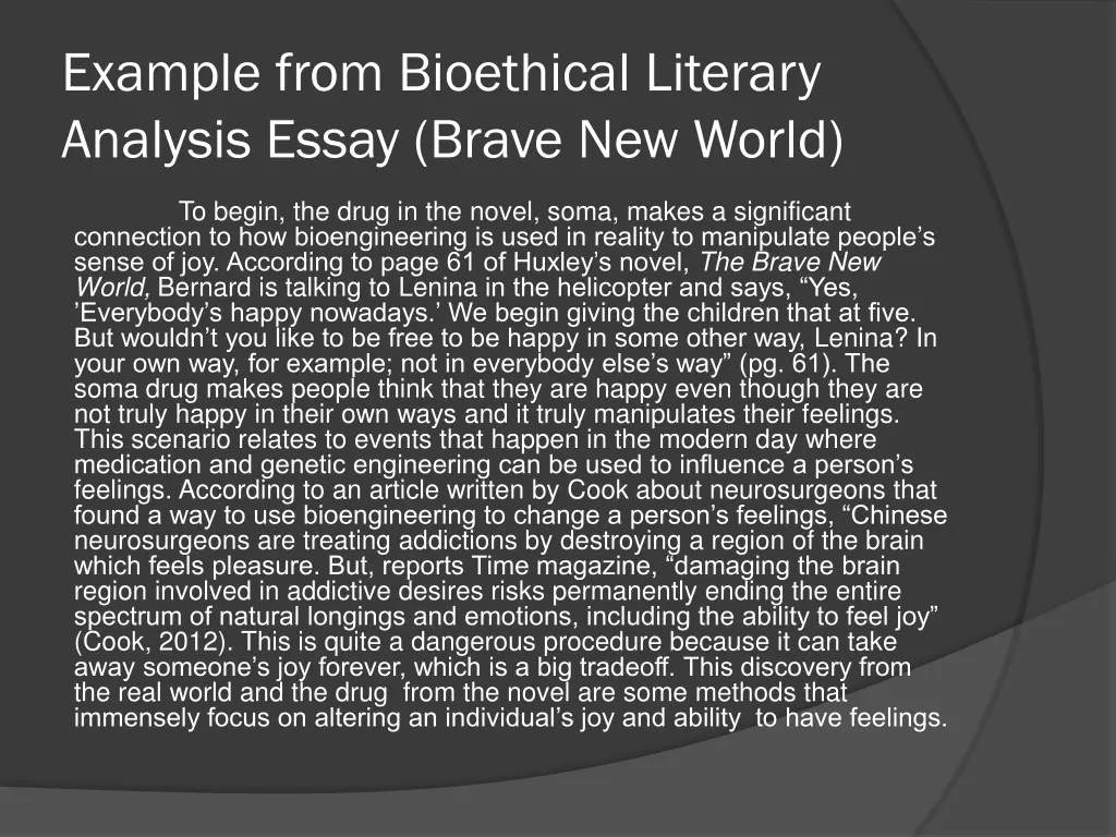example from bioethical literary analysis essay