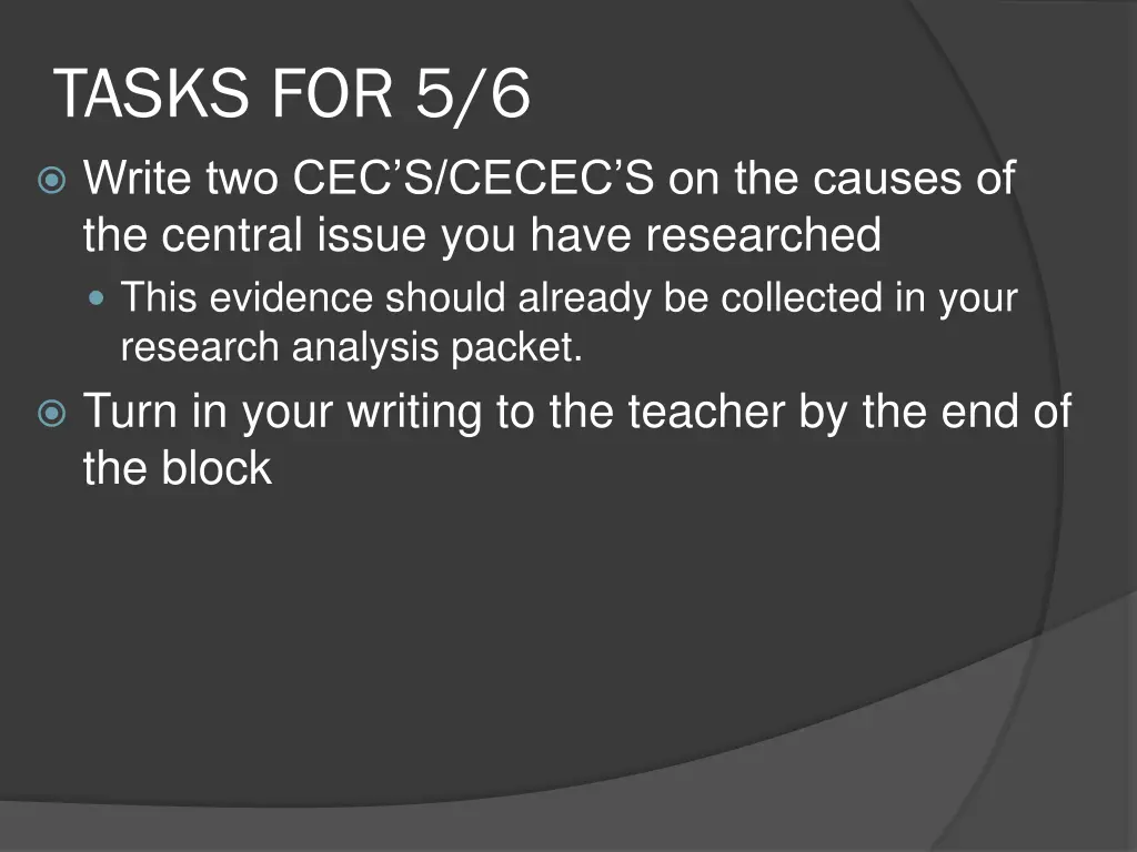 tasks for 5 6 write two cec s cecec