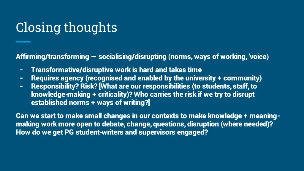 closing thoughts