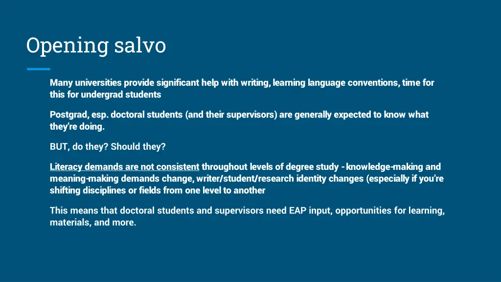 opening salvo