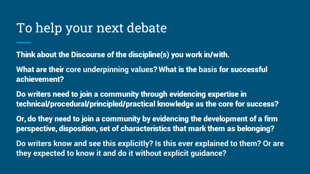 to help your next debate