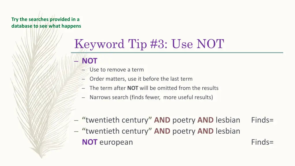 try the searches provided in a database 2