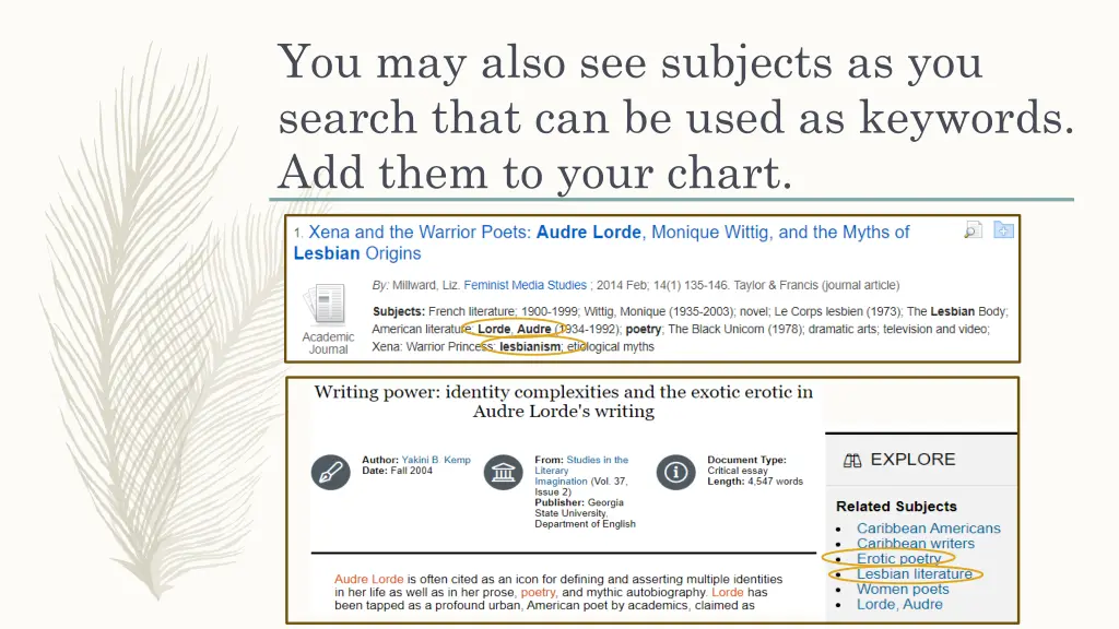 you may also see subjects as you search that
