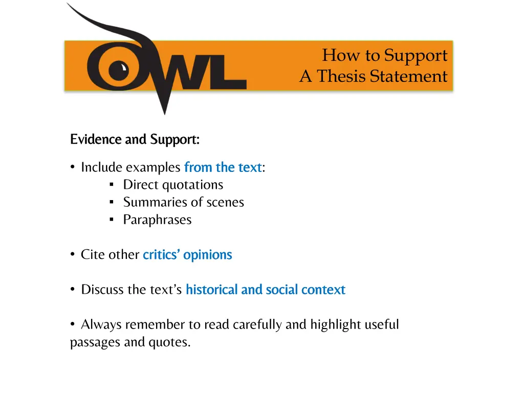 how to support a thesis statement