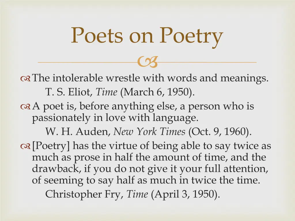 poets on poetry
