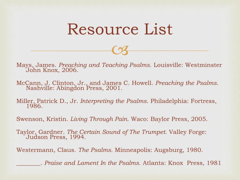 resource list 1