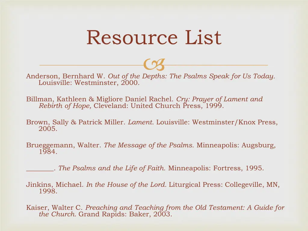 resource list