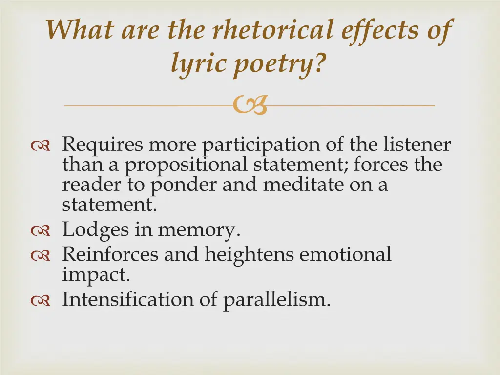 what are the rhetorical effects of lyric poetry