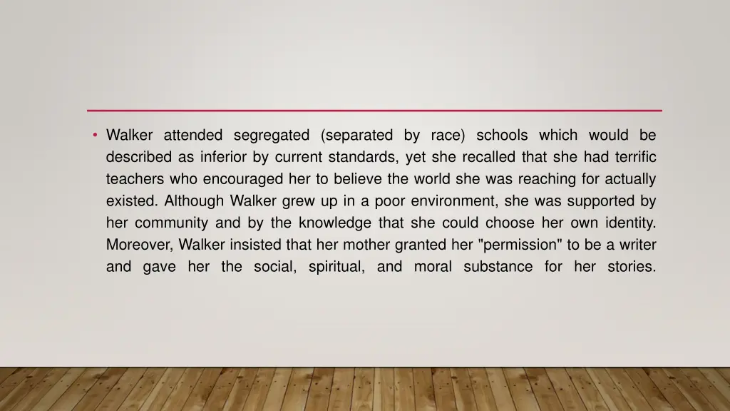 walker attended segregated separated by race