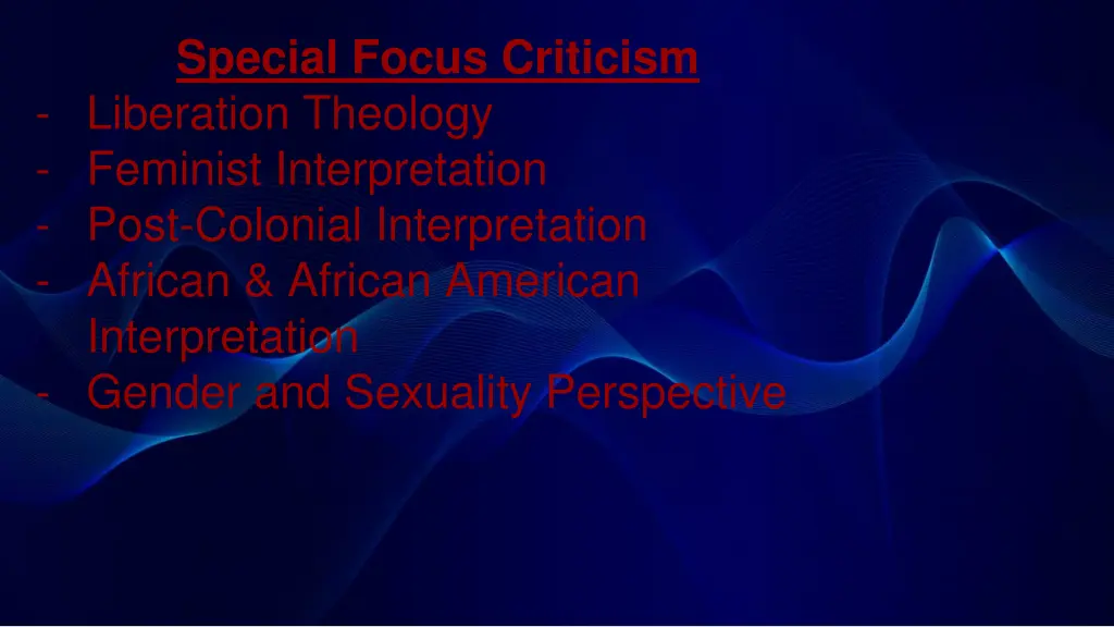 special focus criticism liberation theology