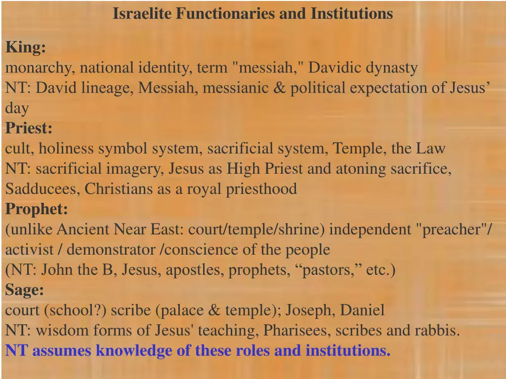 israelite functionaries and institutions