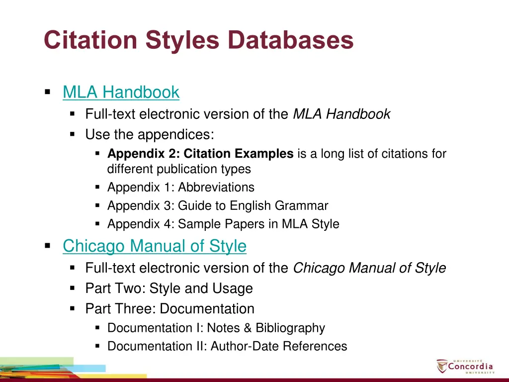 citation styles databases