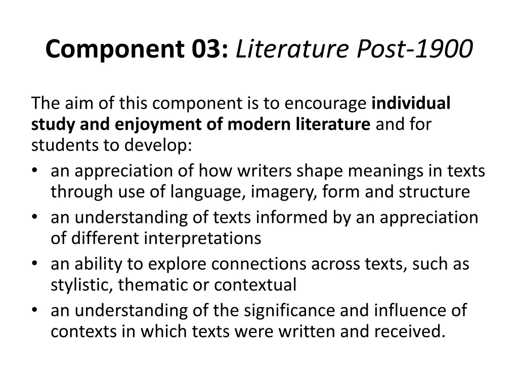 component 03 literature post 1900