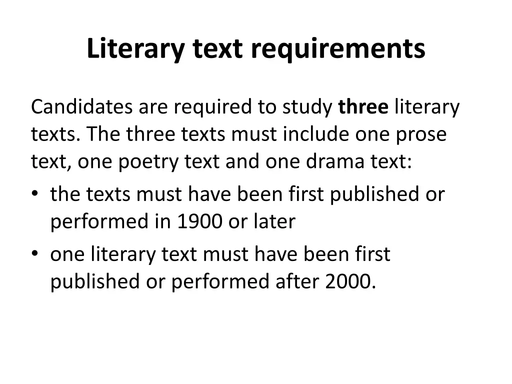 literary text requirements