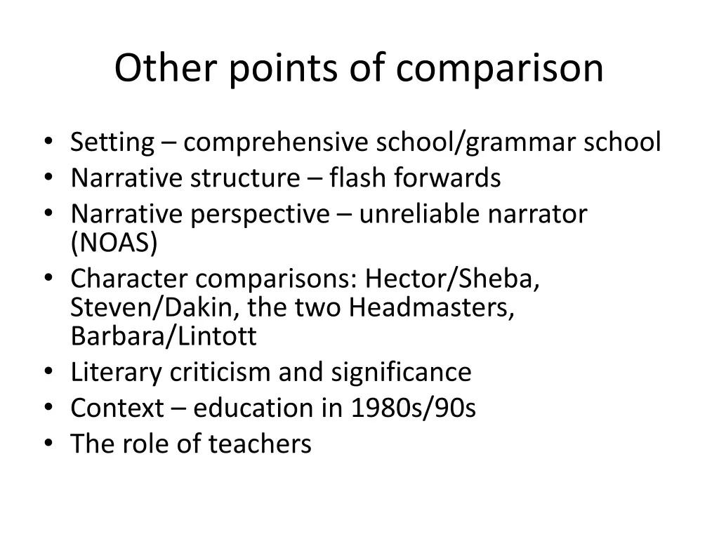 other points of comparison